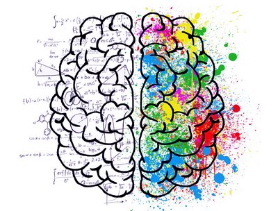 Symbolbild zweier Gehirnhälften, eine ist bunt eingefärbt