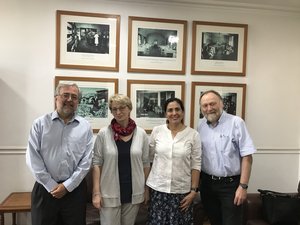 Visit at the Dean‘s office, Medical School, Universidad de Chile, Santiago. From left: Manuel Kukuljan (Dean), Constanze Seidenbecher, Jimena Sierralta, Eckart Gundelfinger